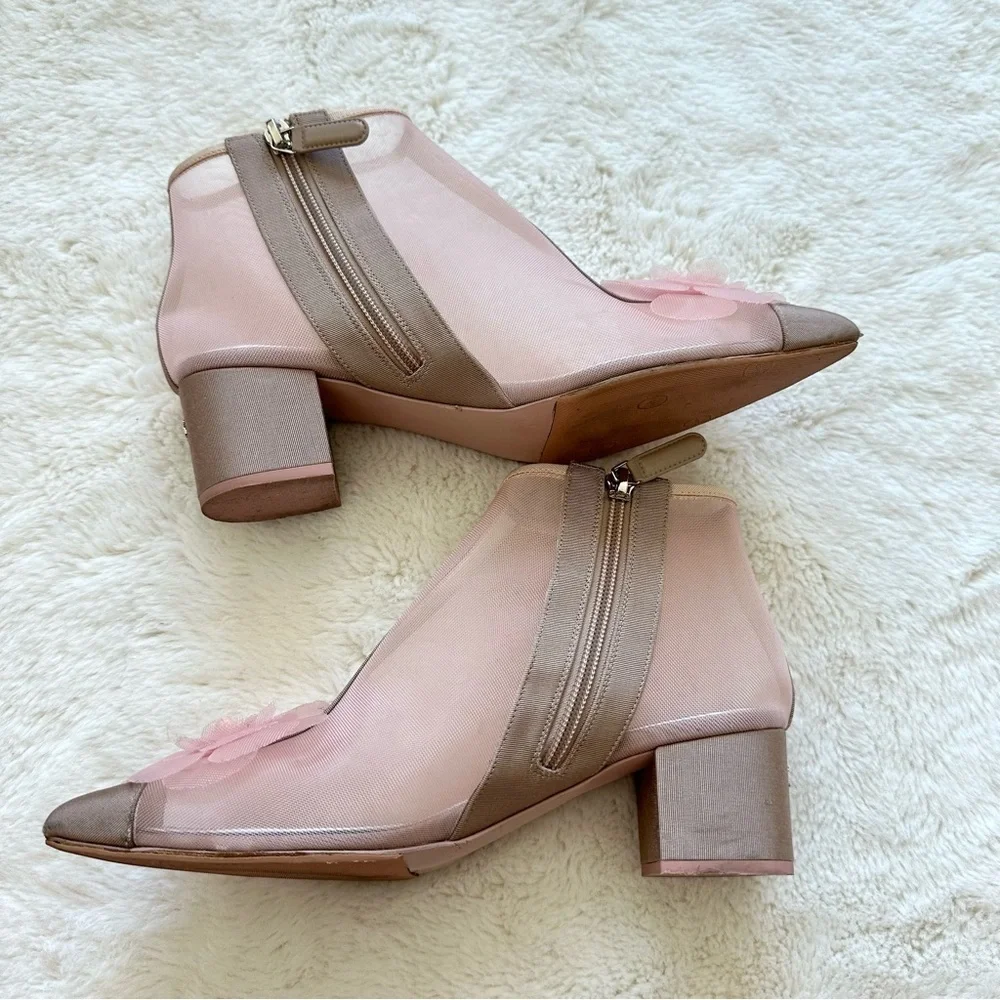 CHANEL mesh pink boots size 38,5 EU Authentic Retail 1700$
